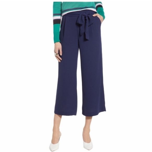 🆕Halogen Navy Blue Flowing Crop Pant - Picture 1 of 13